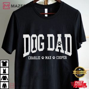 Fathers Day Custom Dog Dad With Names Comfort Colors T Shirt (1)