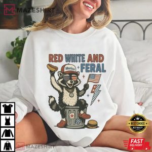 Funny Red White And Feral 4th Of July Raccoon Boys T Shirt (1)