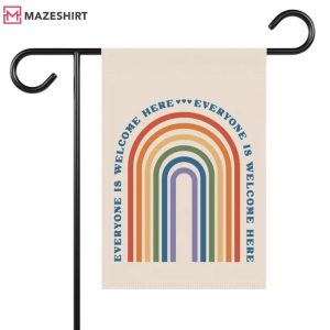 Everyone Is Welcome Here LGBTQ+ Pride Rainbow Garden Flag (2)