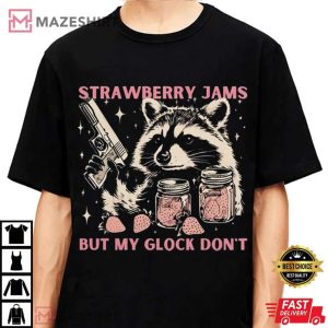 Funny Raccoon Strawberry Jams Glock Animal Meme T Shirt (2)