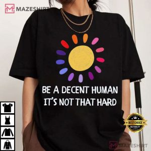 LGBTQ+ Heart Retro Be A Decent Human It’s Not That Hard T Shirt (1)