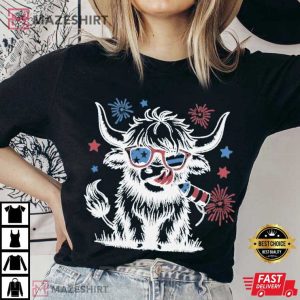 4th Of July Highland Cow America Patriotic T Shirt (4)