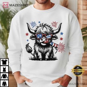 4th Of July Highland Cow America Patriotic T Shirt (1)