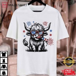 4th Of July Highland Cow America Patriotic T Shirt (2)