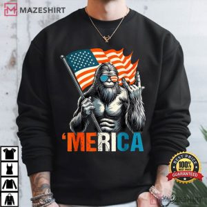 Bigfoot Merica 4th Of July Rock American Flag Patriotic T Shirt (3)