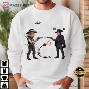 Funny Elon Musk Vs Donald Trump Cartoon Cowboy T Shirt (4)