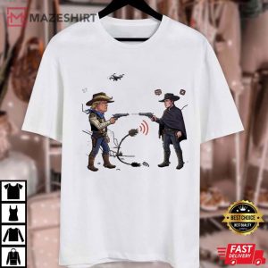 Funny Elon Musk Vs Donald Trump Cartoon Cowboy T Shirt (1)