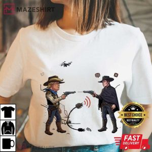 Funny Elon Musk Vs Donald Trump Cartoon Cowboy T Shirt (3)