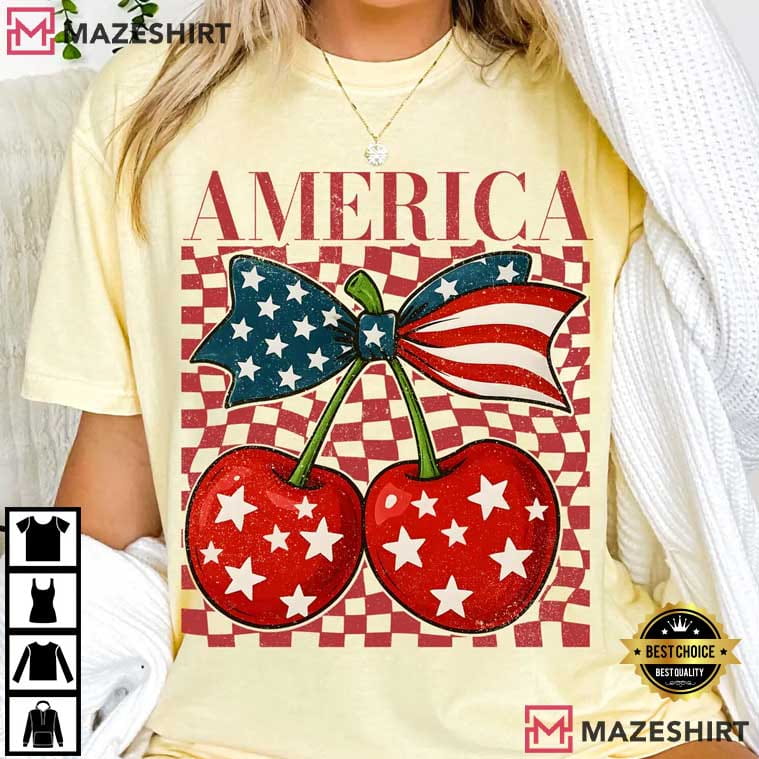 Cherry America Coquette 4th Of July Patriotic T-Shirt Cherry America Coquette 4th Of July Patriotic T-Shirt