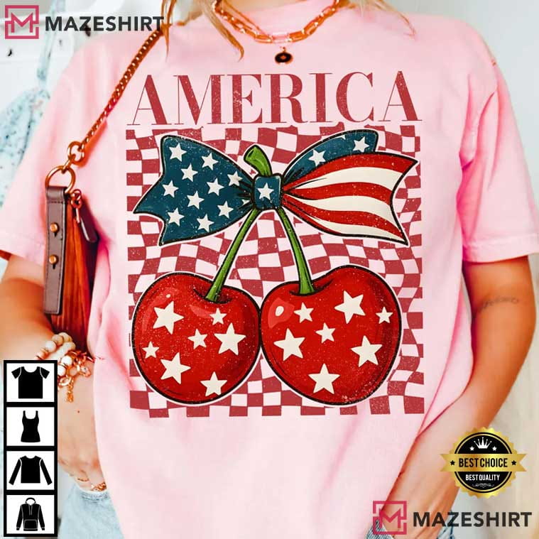 Cherry America Coquette 4th Of July Patriotic T-Shirt Cherry America Coquette 4th Of July Patriotic T-Shirt