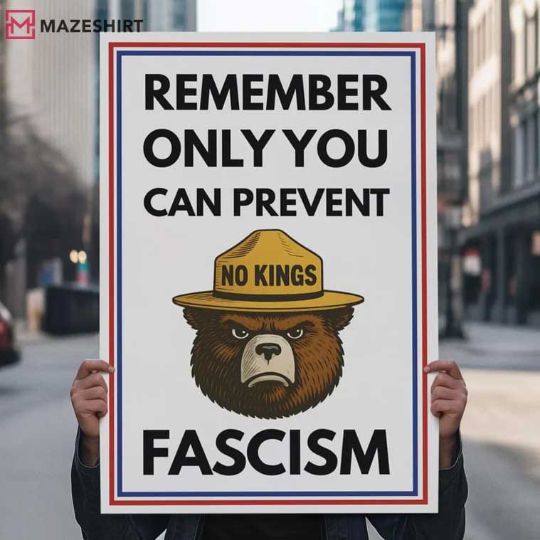 Anti Trump Bear Refuse Fascism No Kings Protest Sign Poster Anti Trump Bear Refuse Fascism No Kings Protest Sign Poster