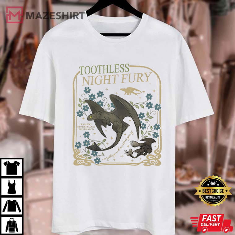 Toothless Night Fury Botanical How To Train Your Dragon T-Shirt Toothless Night Fury Botanical How To Train Your Dragon T-Shirt