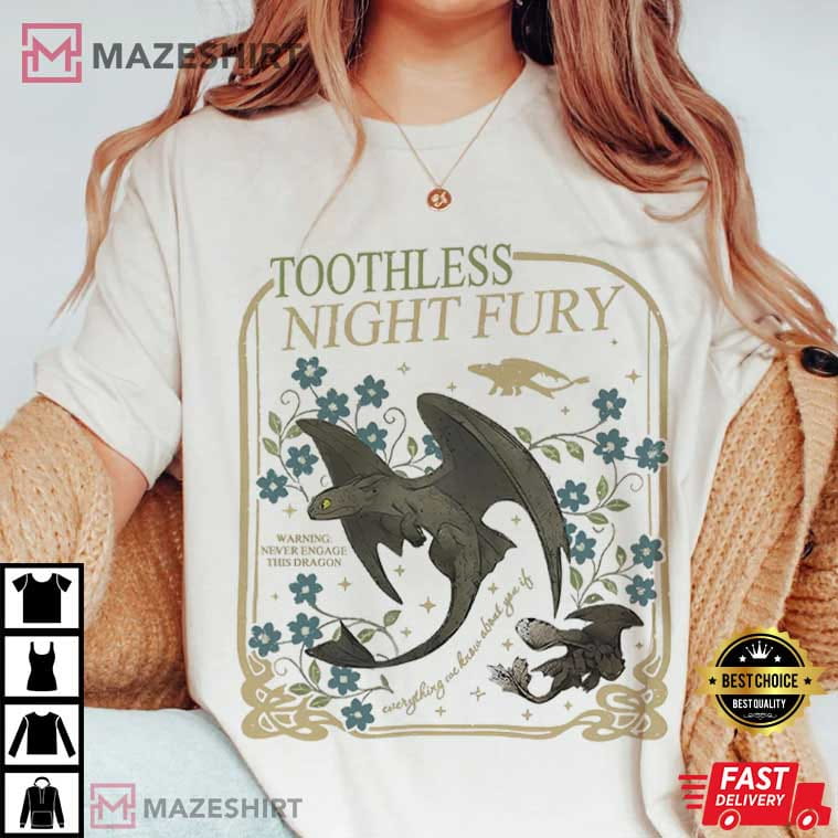 Toothless Night Fury Botanical How To Train Your Dragon T-Shirt Toothless Night Fury Botanical How To Train Your Dragon T-Shirt