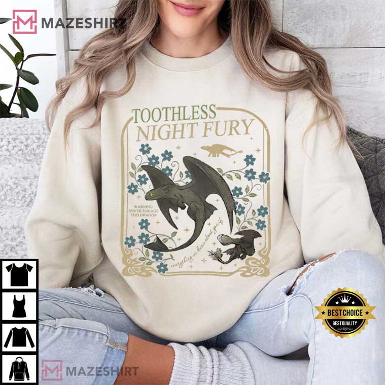 Toothless Night Fury Botanical How To Train Your Dragon T-Shirt Toothless Night Fury Botanical How To Train Your Dragon T-Shirt
