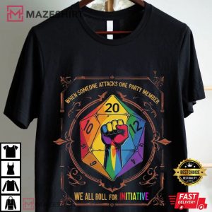 LGBTQ+ We All Roll For Initiative DnD Gamers Pride Month T Shirt (1)