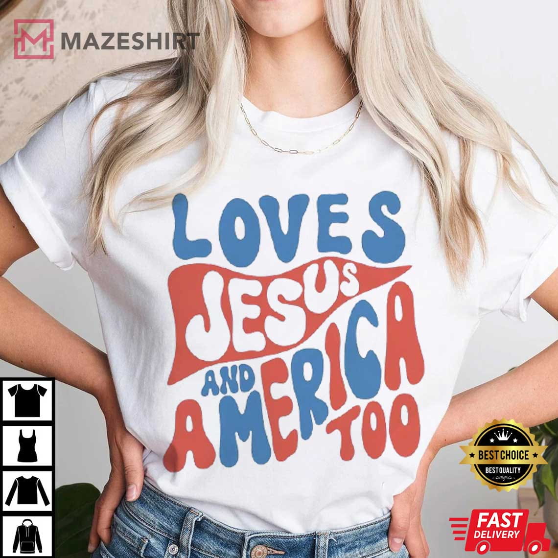 Love Jesus And America Too Christian Faith 4th Of July T-Shirt Love Jesus And America Too Christian Faith 4th Of July T-Shirt