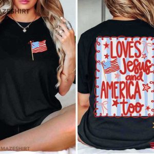 Loves Jesus And America Too 4th Of July Patriotic Coquette T Shirt (1)
