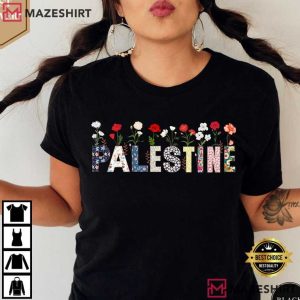 Free Gaza Palestine Stand With Palestine Flower T Shirt (1)