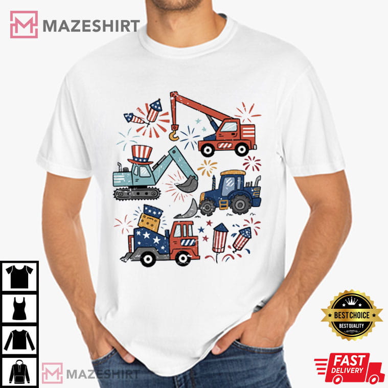4th Of July Work Machine American Boy T-Shirt 4th Of July Work Machine American Boy T-Shirt