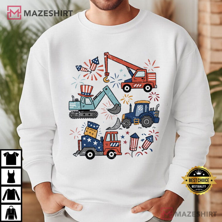 4th Of July Work Machine American Boy T-Shirt 4th Of July Work Machine American Boy T-Shirt
