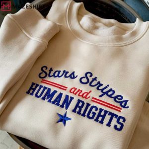 Stars And Stripes And Human Rights 4th Of July Embroidered Sweatshirt