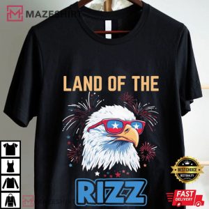 Bald Eagle Sunglasses Land Of The Rizz Funny Patriotic T Shirt (1)