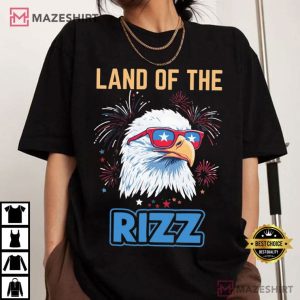 Bald Eagle Sunglasses Land Of The Rizz Funny Patriotic T Shirt (3)