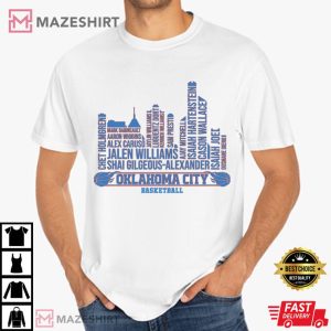 Oklahoma City Basketball Skyline 2025 Champions Roster T Shirt (4)