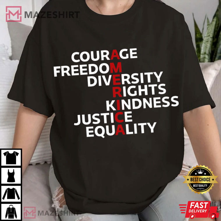 Courage Freedom Diversity America Human Rights T-Shirt Courage Freedom Diversity America Human Rights T-Shirt