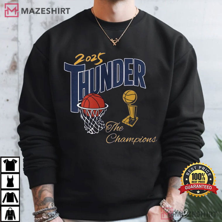 OKC Thunder 2025 Champions Basketball Finals Trophy T-Shirt OKC Thunder 2025 Champions Basketball Finals Trophy T-Shirt