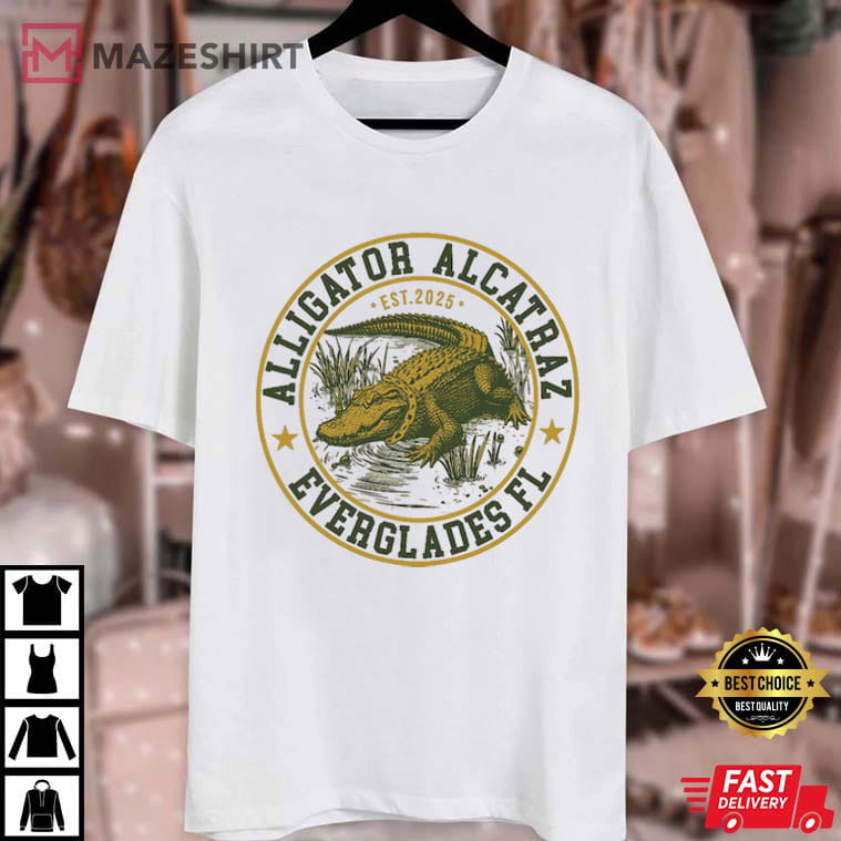 Alligator Alcatraz Everglades Florida Parody Graphic T-Shirt Alligator Alcatraz Everglades Florida Parody Graphic T-Shirt