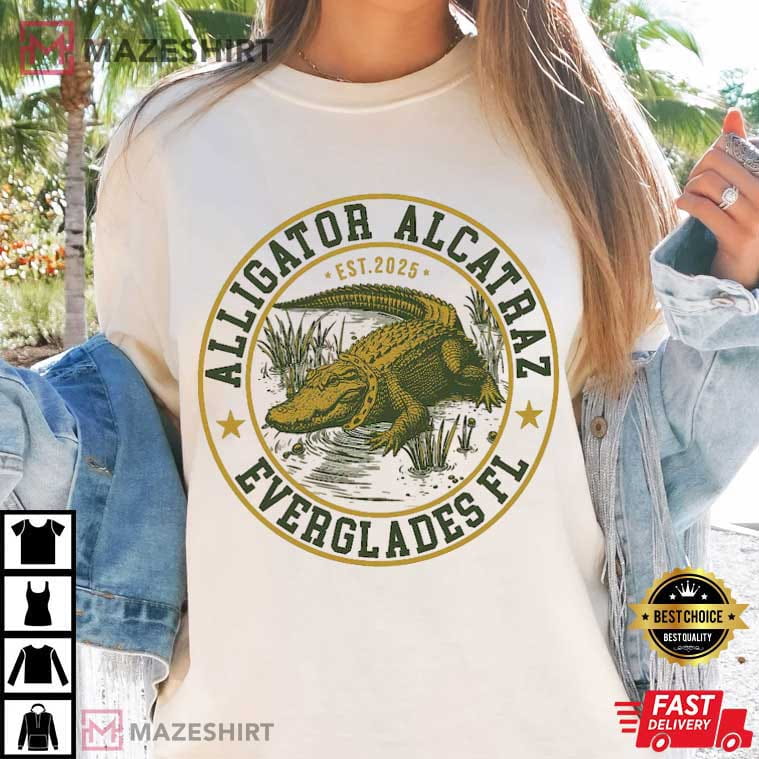 Alligator Alcatraz Everglades Florida Parody Graphic T-Shirt Alligator Alcatraz Everglades Florida Parody Graphic T-Shirt