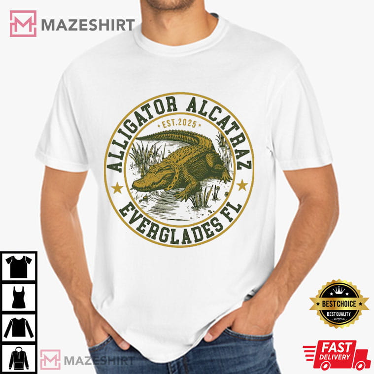 Alligator Alcatraz Everglades Florida Parody Graphic T-Shirt Alligator Alcatraz Everglades Florida Parody Graphic T-Shirt