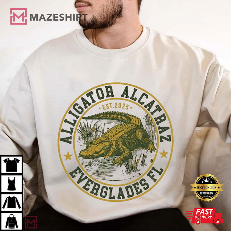 Alligator Alcatraz Everglades Florida Parody Graphic T-Shirt Alligator Alcatraz Everglades Florida Parody Graphic T-Shirt