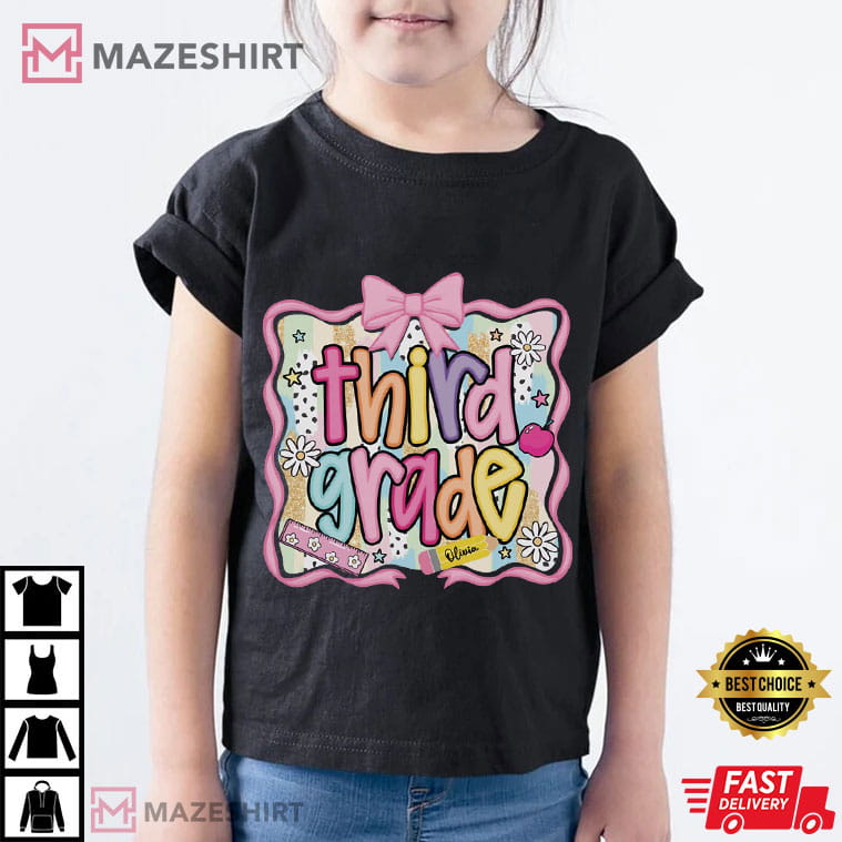 Preppy 3rd Grade Back To School Personalized Name T-Shirt Preppy 3rd Grade Back To School Personalized Name T-Shirt