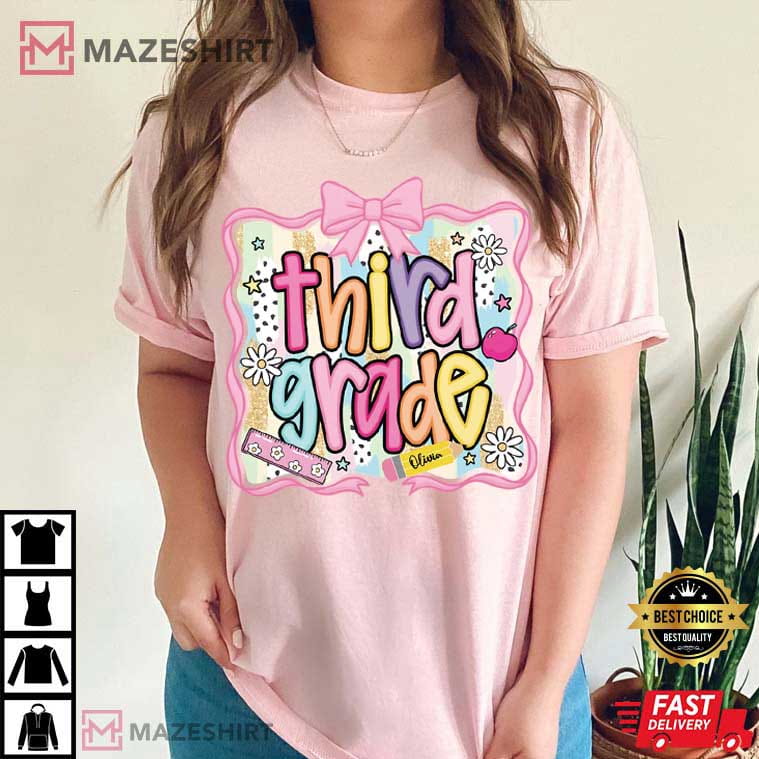 Preppy 3rd Grade Back To School Personalized Name T-Shirt Preppy 3rd Grade Back To School Personalized Name T-Shirt