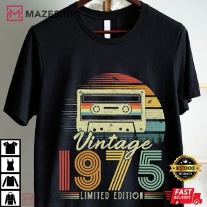 50th Birthday Gift Cassette Vintage 1975 Limited Edition T Shirt (1)