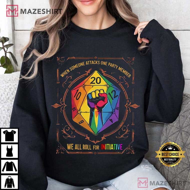 LGBTQ+ Pride Month We All Roll For Initiative DnD Gamers T-Shirt LGBTQ+ Pride Month We All Roll For Initiative DnD Gamers T-Shirt