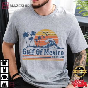 Retro Sunset Gulf Of Mexico Since 1550 Political T Shirt (5)