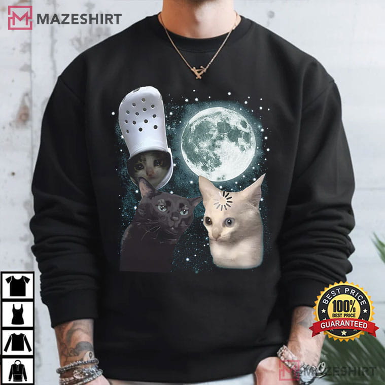 Cat Lovers Three Cats Retro Moon Graphic Funny Meme T-Shirt Cat Lovers Three Cats Retro Moon Graphic Funny Meme T-Shirt