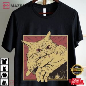 Vintage Cat Bite Japanese Horror Anime Graphic T Shirt (2)
