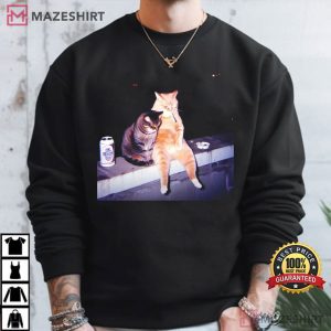 Cat Lovers Vintage Cat Smoking And Cats Sitting Funny Animal T Shirt (2)