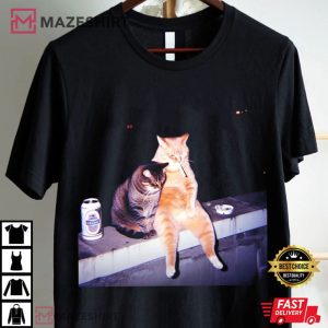 Cat Lovers Vintage Cat Smoking And Cats Sitting Funny Animal T Shirt (3)