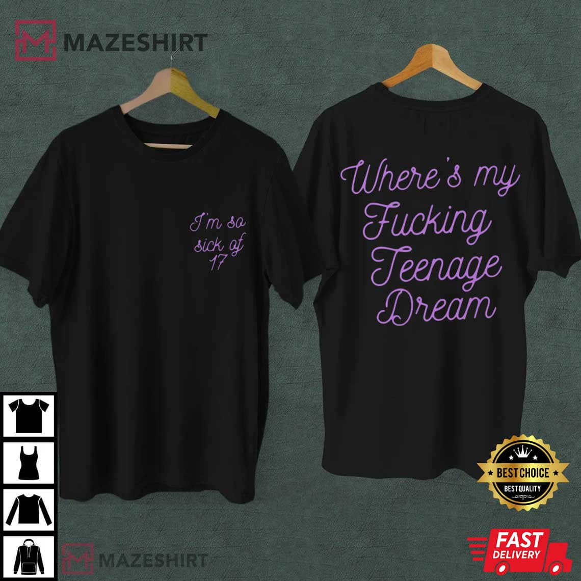 Olivia Rodrigo Where's My Fucking Teenage Dream Music T-Shirt Olivia Rodrigo Where's My Fucking Teenage Dream Music T-Shirt