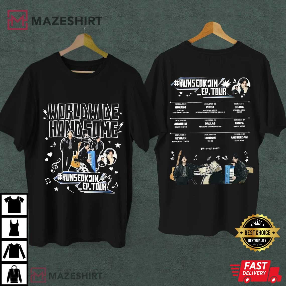 Worldwide Handsome Run SeokJin BTS EP Tour Kpop T-Shirt Worldwide Handsome Run SeokJin BTS EP Tour Kpop T-Shirt