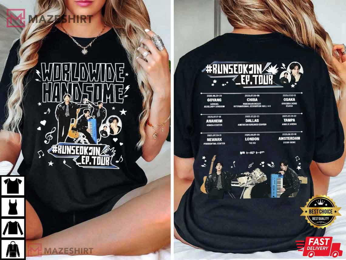 Worldwide Handsome Run SeokJin BTS EP Tour Kpop T-Shirt Worldwide Handsome Run SeokJin BTS EP Tour Kpop T-Shirt