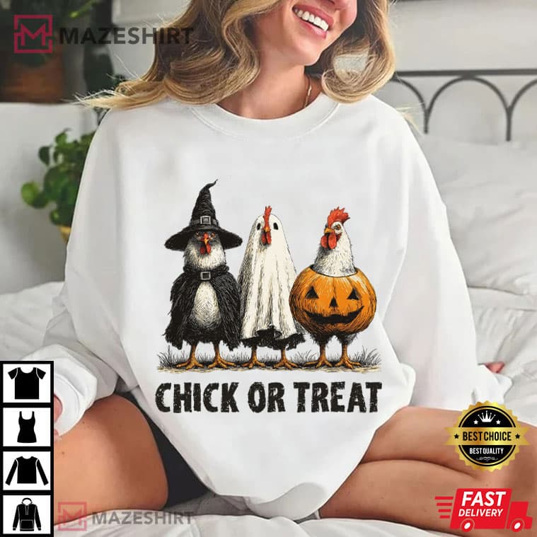 Retro Halloween Chick Or Treat Funny Spooky Chicken Pumpkin T-Shirt Retro Halloween Chick Or Treat Funny Spooky Chicken Pumpkin T-Shirt