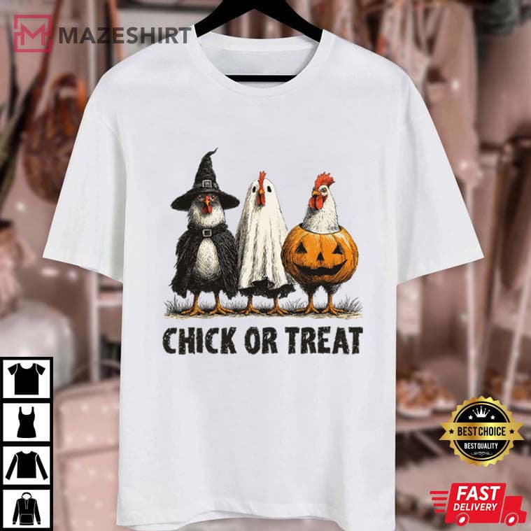 Retro Halloween Chick Or Treat Funny Spooky Chicken Pumpkin T-Shirt Retro Halloween Chick Or Treat Funny Spooky Chicken Pumpkin T-Shirt