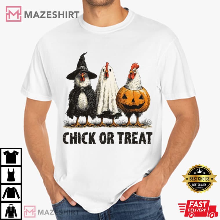 Retro Halloween Chick Or Treat Funny Spooky Chicken Pumpkin T-Shirt Retro Halloween Chick Or Treat Funny Spooky Chicken Pumpkin T-Shirt