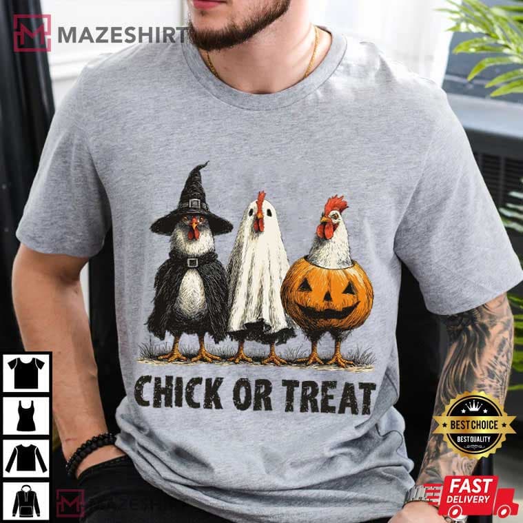 Retro Halloween Chick Or Treat Funny Spooky Chicken Pumpkin T-Shirt Retro Halloween Chick Or Treat Funny Spooky Chicken Pumpkin T-Shirt